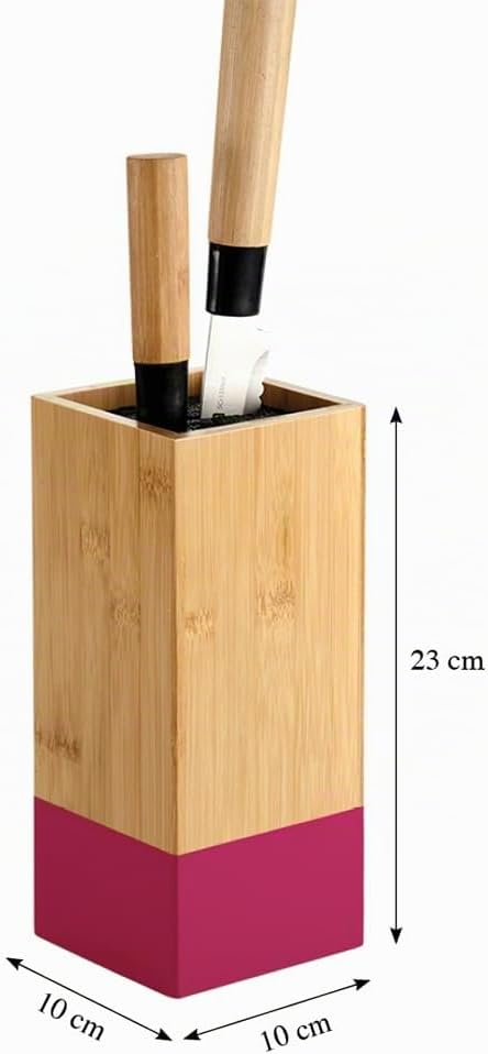 KESPER | Messerblock, Material: Bambus, Kunststoff, Masse: 10 x 10 cm, H: 23 cm, Farbe: Braun, Beere