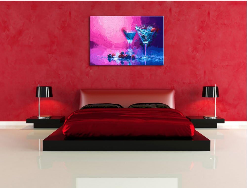 Cocktails Pinsel Effekt, Format: 100x70 auf Leinwand, XXL riesige Bilder fertig gerahmt mit Keilrahm