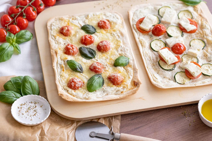 Eli Flammkuchenbrett Grösse L 9er Set - langlebiges Servierbrett aus hartem Birken Holz, 2mal so har