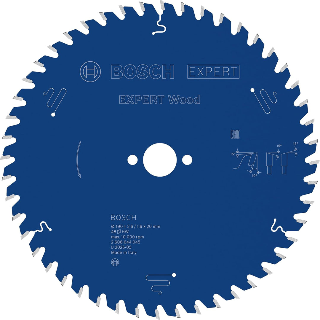 Bosch Professional 1x Kreissägeblatt Expert for Wood (Holz, Sägeblatt Ø 190 x 20 x 2,6 mm, 48 Zähne,