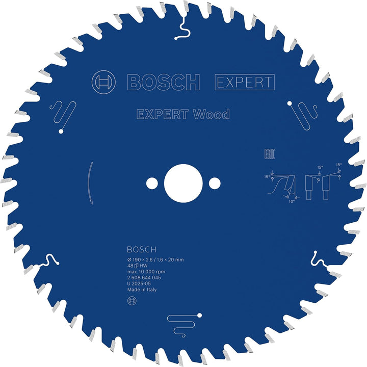 Bosch Professional 1x Kreissägeblatt Expert for Wood (Holz, Sägeblatt Ø 190 x 20 x 2,6 mm, 48 Zähne,