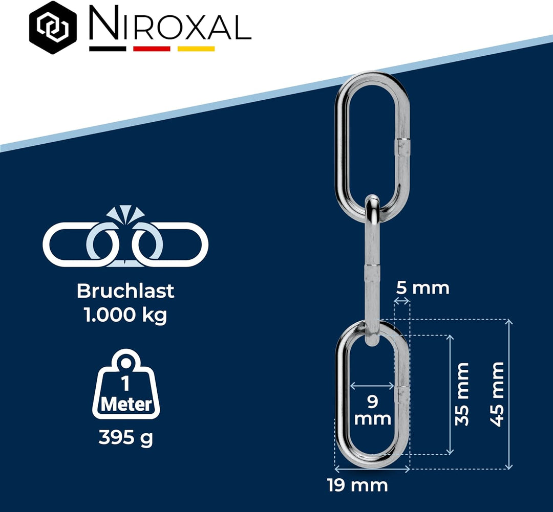 Edelstahlkette Meterware V4A Edelstahl Kette Metall langgliedrig am Stück A4 Ankerkette DIN5685 Glie
