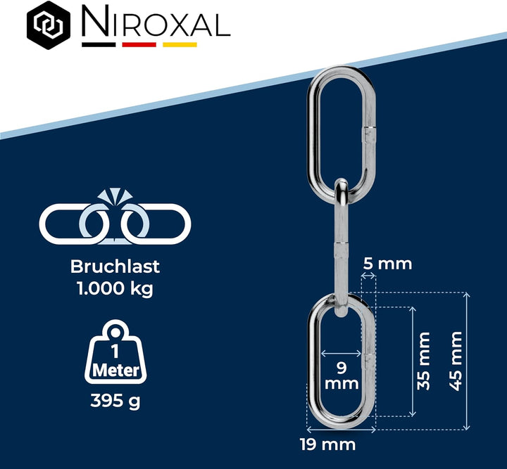 Edelstahlkette Meterware V4A Edelstahl Kette Metall langgliedrig am Stück A4 Ankerkette DIN5685 Glie