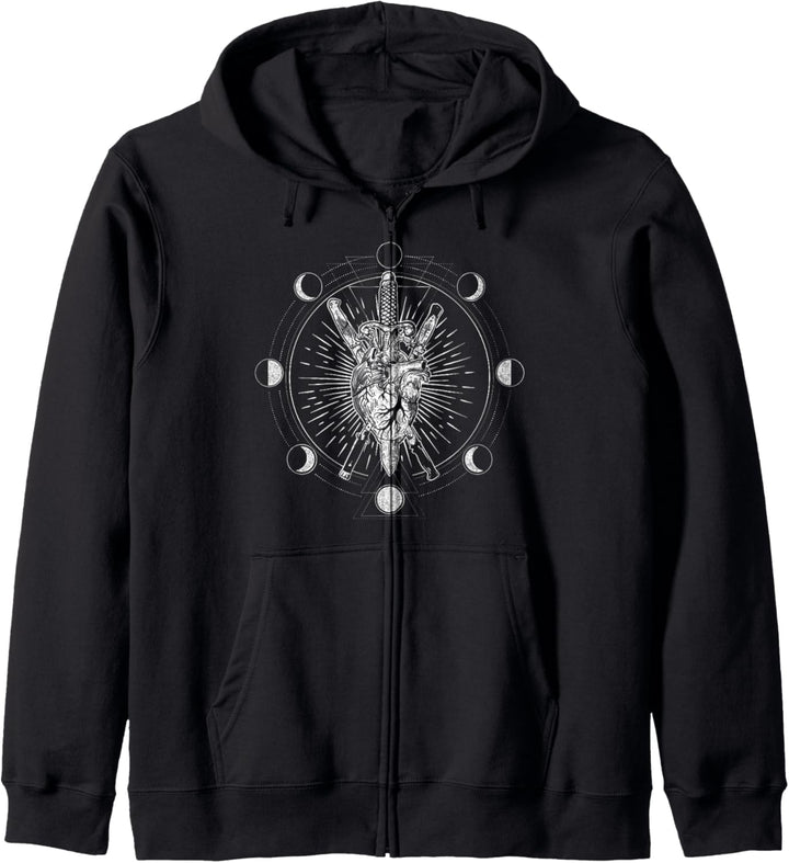 Mondphasen Herz Messer - Blackcraft Alchemy Tarot Geschenk Kapuzenjacke