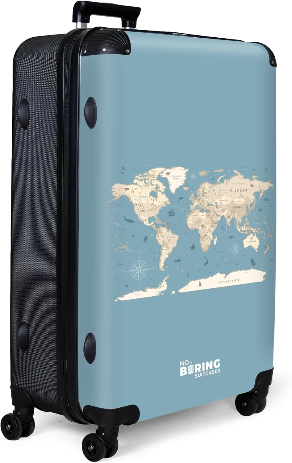 NoBoringSuitcases.com® Koffer XL Gross 77x51.5x28 cm Reisekoffer mit 4 Rollen Leicht Trolley Hartsch