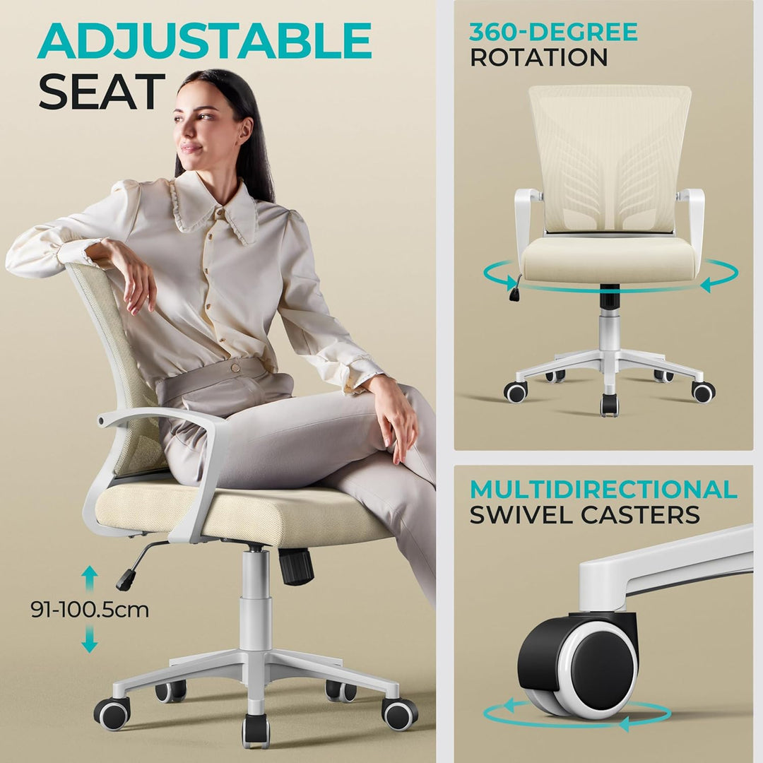 Yaheetech Bürostuhl Ergonomisch Schreibtischstuhl mit Schaukelfunktion Drehstuhl mit Gepolstertem Si