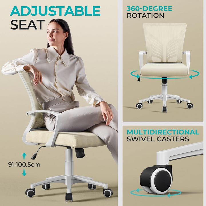 Yaheetech Bürostuhl Ergonomisch Schreibtischstuhl mit Schaukelfunktion Drehstuhl mit Gepolstertem Si