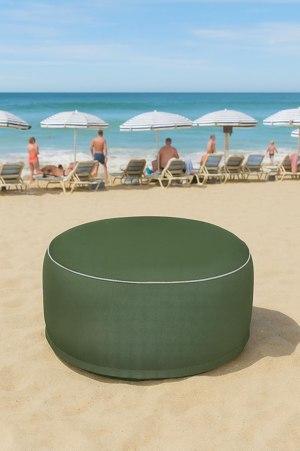 Brandsseller Outdoor Sitzhocker aufblasbar – Pouf Ø 55 x 25 cm – wasserabweisender Sitzsack für Gart
