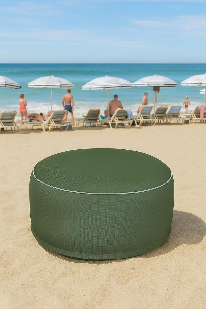 Brandsseller Outdoor Sitzhocker aufblasbar – Pouf Ø 55 x 25 cm – wasserabweisender Sitzsack für Gart