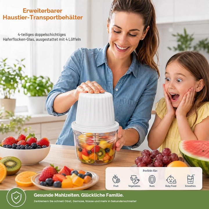 Elektrischer Küchenzerkleinerer, 400 ml Zwiebel Zerkleinerer, Mit USB-Aufladung, Gemüsezerkleinerer,