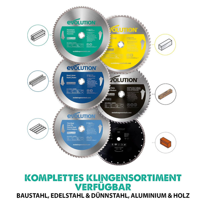 Evolution A355TCT-80CS - 355 mm Sägeblatt zum Schneiden von Aluminium - Metall-Sägeblatt mit 80 Zähn