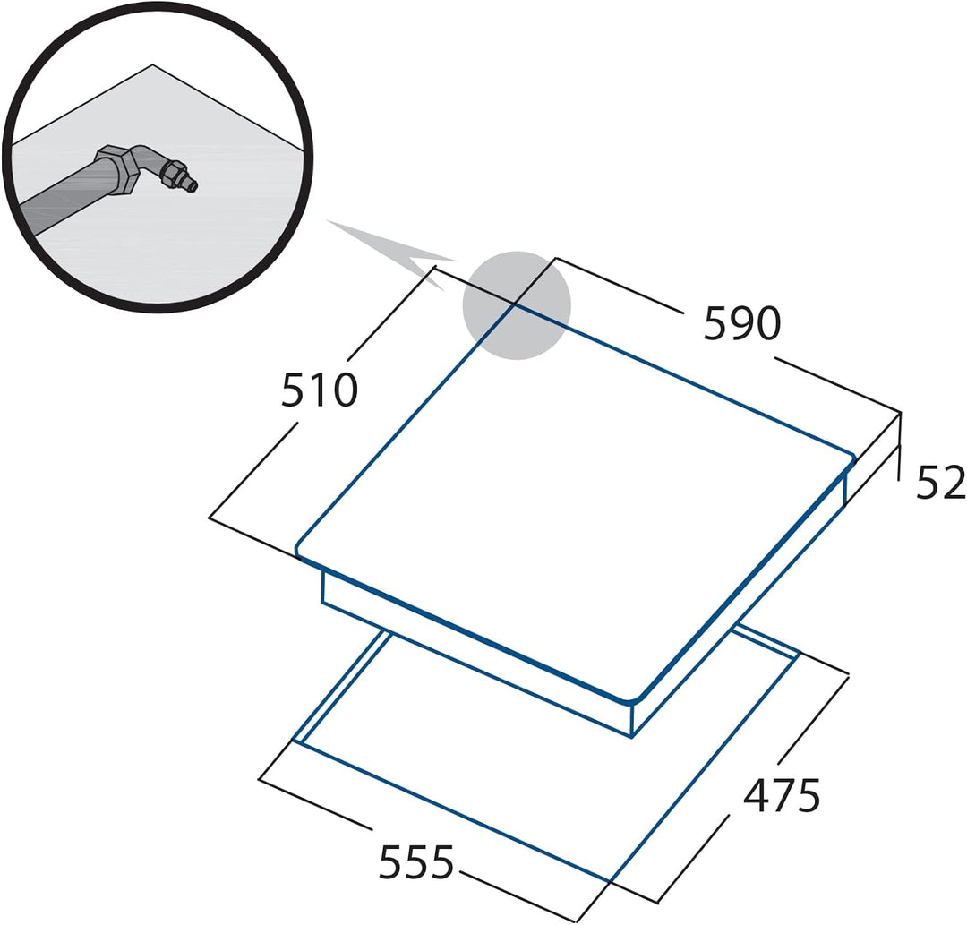CCI 6021 BK - Gasherd mit Butangas und 3 Gaskochfeldern - 1 Dreifache Krone - Geeignet für das Koche