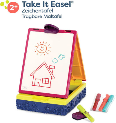 B. toys Tragbare Maltafel für Kinder mit Kreidetafel und Whiteboard – mit Zubehör Kreide, Schwamm, W