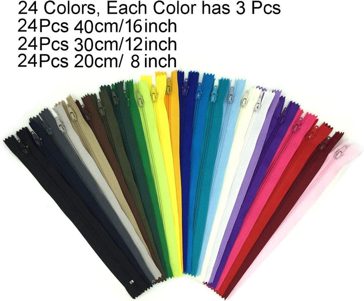 Reissverschluss, 24 Farben Nylon Reissverschlüsse, 20cm 30cm 40cm lang, 2.5cm breit für Kleidung Tas