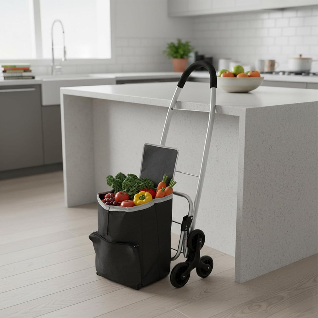 Relaxdays Einkaufstrolley Treppensteiger, Kühlfach, abnehmbare Tasche, 45 l, bis 35 kg, Einkaufswage
