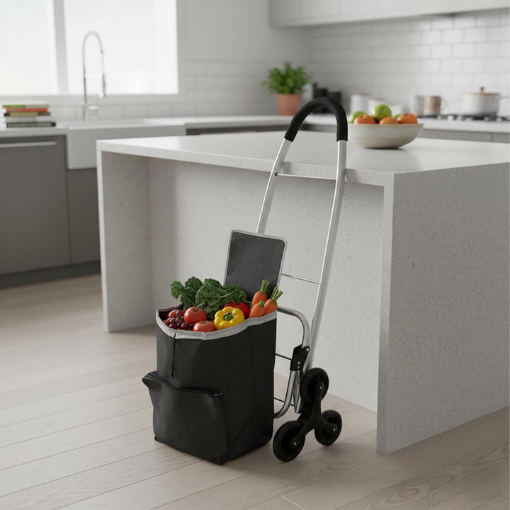 Relaxdays Einkaufstrolley Treppensteiger, Kühlfach, abnehmbare Tasche, 45 l, bis 35 kg, Einkaufswage