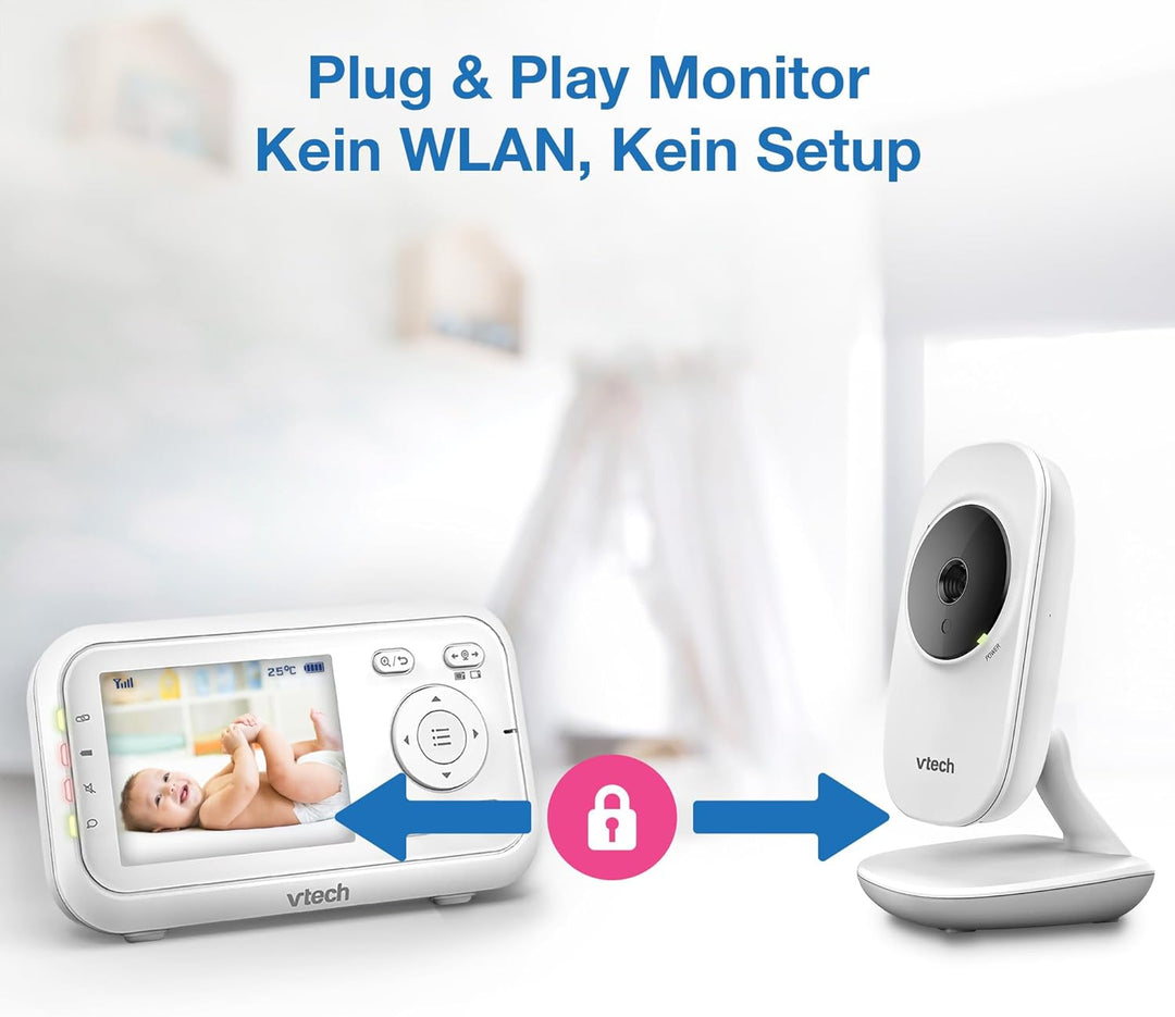 VTech Babymonitor VM3255 – Video-Babyphon mit beweglicher Kamera – Klarer Sound, 2,8" LCD-Farbbildsc