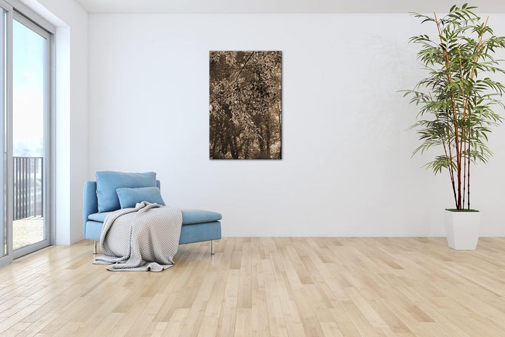herbstliche Farben in der Natur Effekt: Sepia, Format: 80x60 als Leinwandbild, Motiv fertig gerahmt