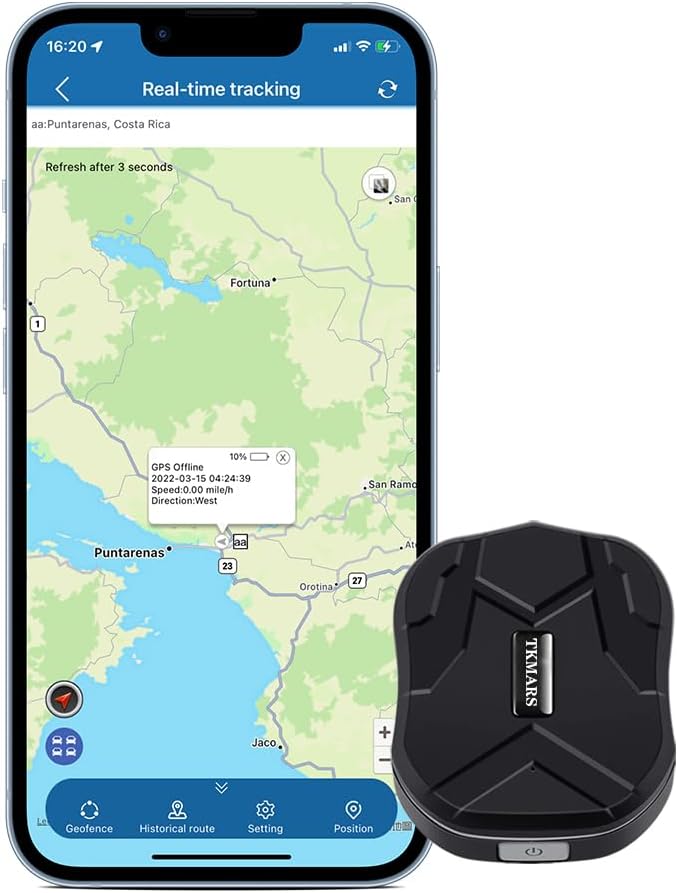 TKMARS TK905mini GPS Tracker, 1500mAh Batterie, Abnehmbarer Magnet, Multi Alarm Modi mit SOS Taste,