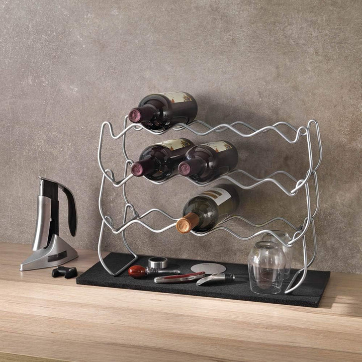 Wine-Bar Flaschenregal 3-er Set Silber, Silber