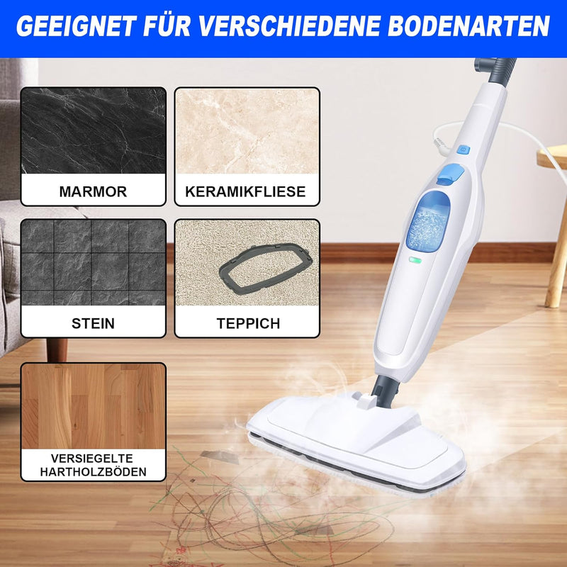 Dampfmop Dampfreiniger für die Bodenreinigung, elektrische Mop Boden Mop nass trocken Staub flach Re