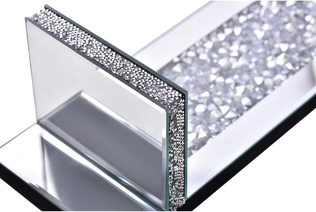 Aeveco Crystal Crush Diamond verspiegelte Kerzenleuchter, silberfarben, Wandkerzenhalter, 2er-Set, W