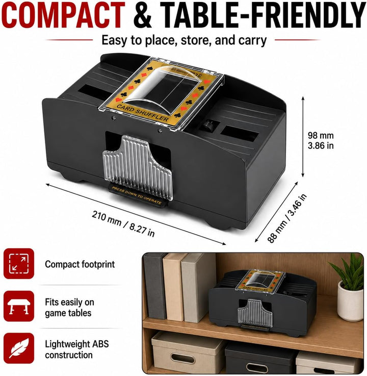 Automatischer Kartenmischer für 1-2 Kartendecks, Kompatibel mit UNO, Poker, Skyjo, Skip BO, Elektris