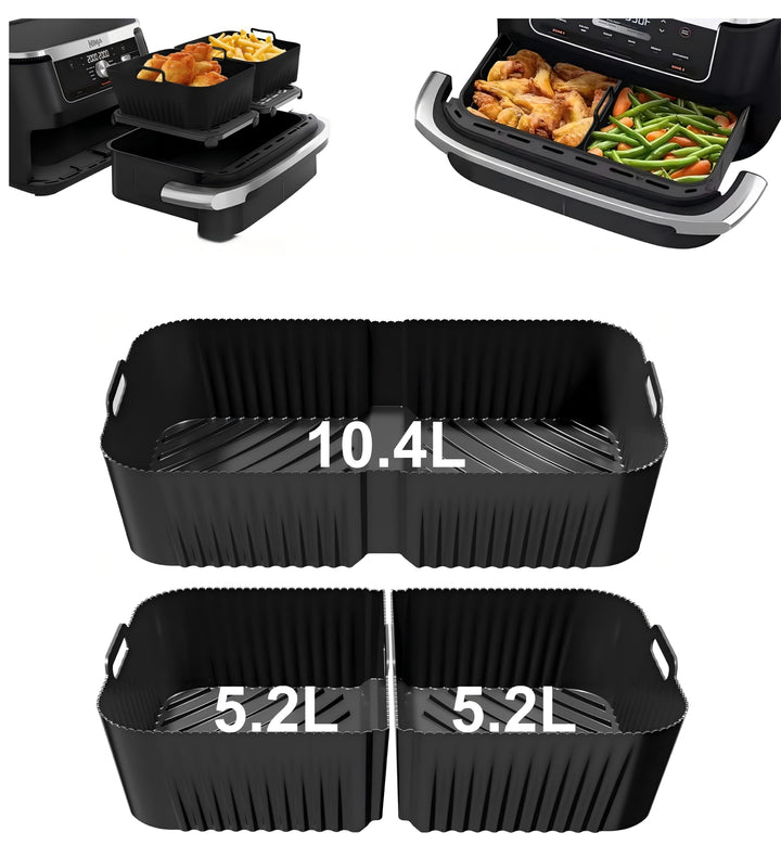 Szyeequoo Airfryer Silikonform Set für Ninja Foodi FlexDrawer AF500EU/AF500EUCP 10,4L, 1×10,4L + 2×5