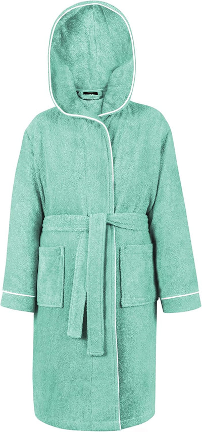 LAYNENBURG Premium Bademantel Kinder & Teenager mit Kapuze - 100% Baumwolle - OEKO TEX Standard 100