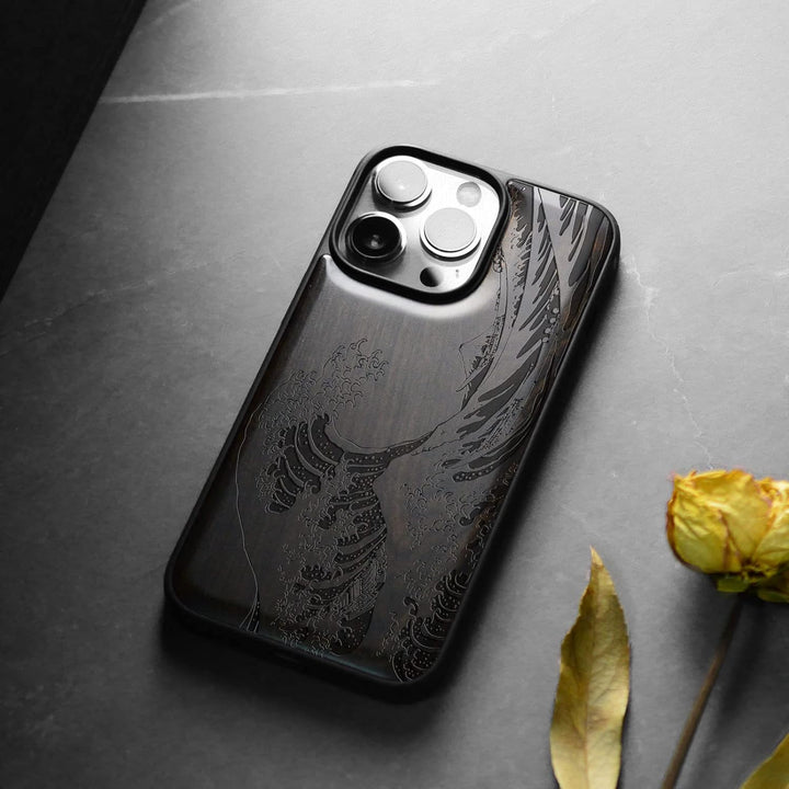 Carveit Handyhülle für iPhone 14 Pro Max Cover Kompatibel mit Magsafe [Holz und TPU Silikon Hybrid h