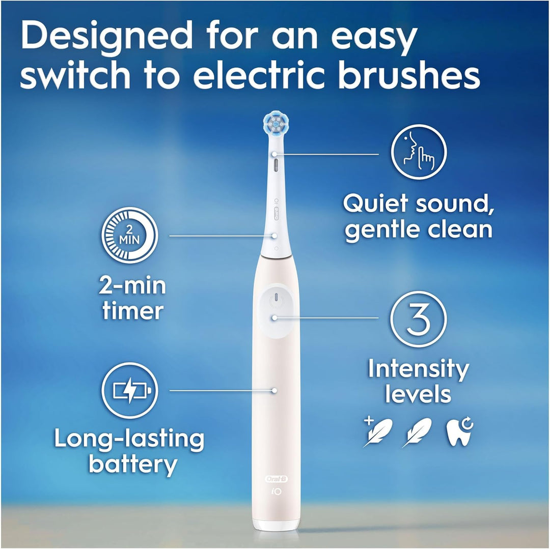 Oral-B iO 2 elektrische Zahnbürste, Hellrosa, für Erwachsene, 3 Reinigungsmodi, sanft für das Zahnfl