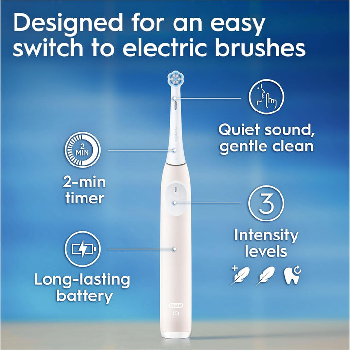 Oral-B iO 2 elektrische Zahnbürste, Hellrosa, für Erwachsene, 3 Reinigungsmodi, sanft für das Zahnfl