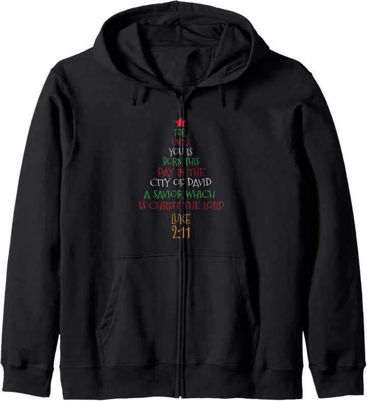 Unto You A Savior Is Born Cute Christian Christmas Tree Kapuzenjacke