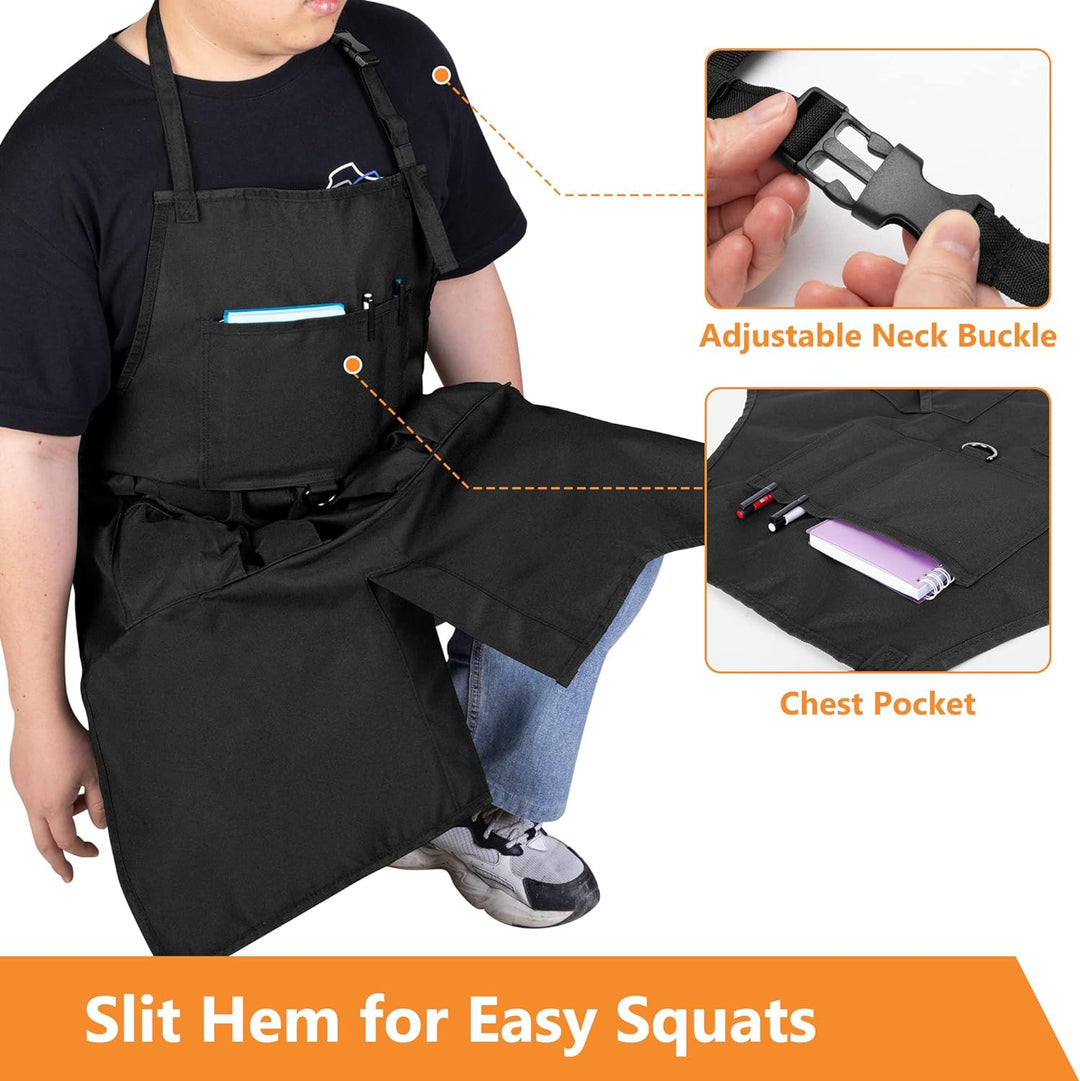 HODRANT BBQ Grill Schürze, Koch Schürzen für Männer mit Taschen und Geschlitztem Saum, Küchen Schürz