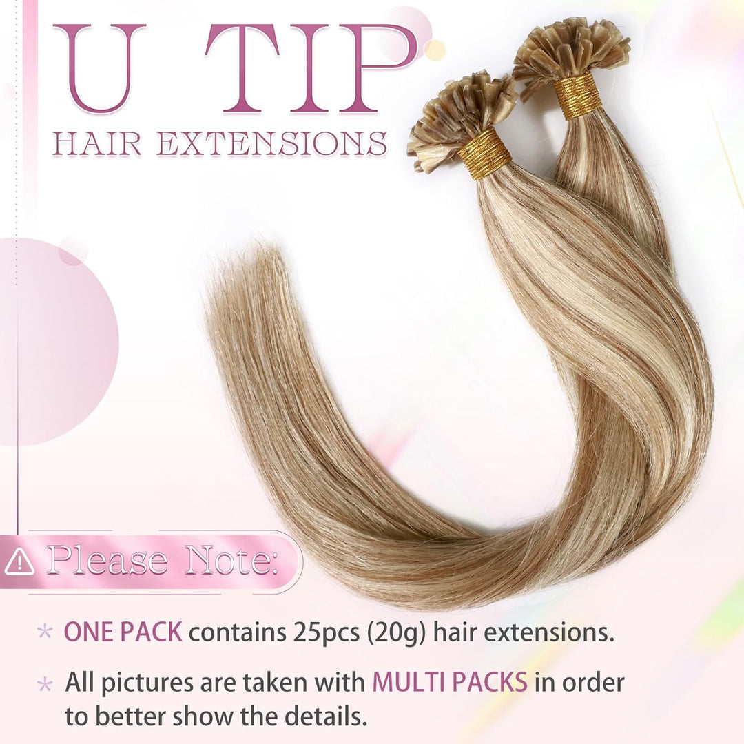 Elailite Echthaar Extensions Bonding Haarverlängerung 35cm U-tip Fusion Haar Extension Glatt 25 Strä