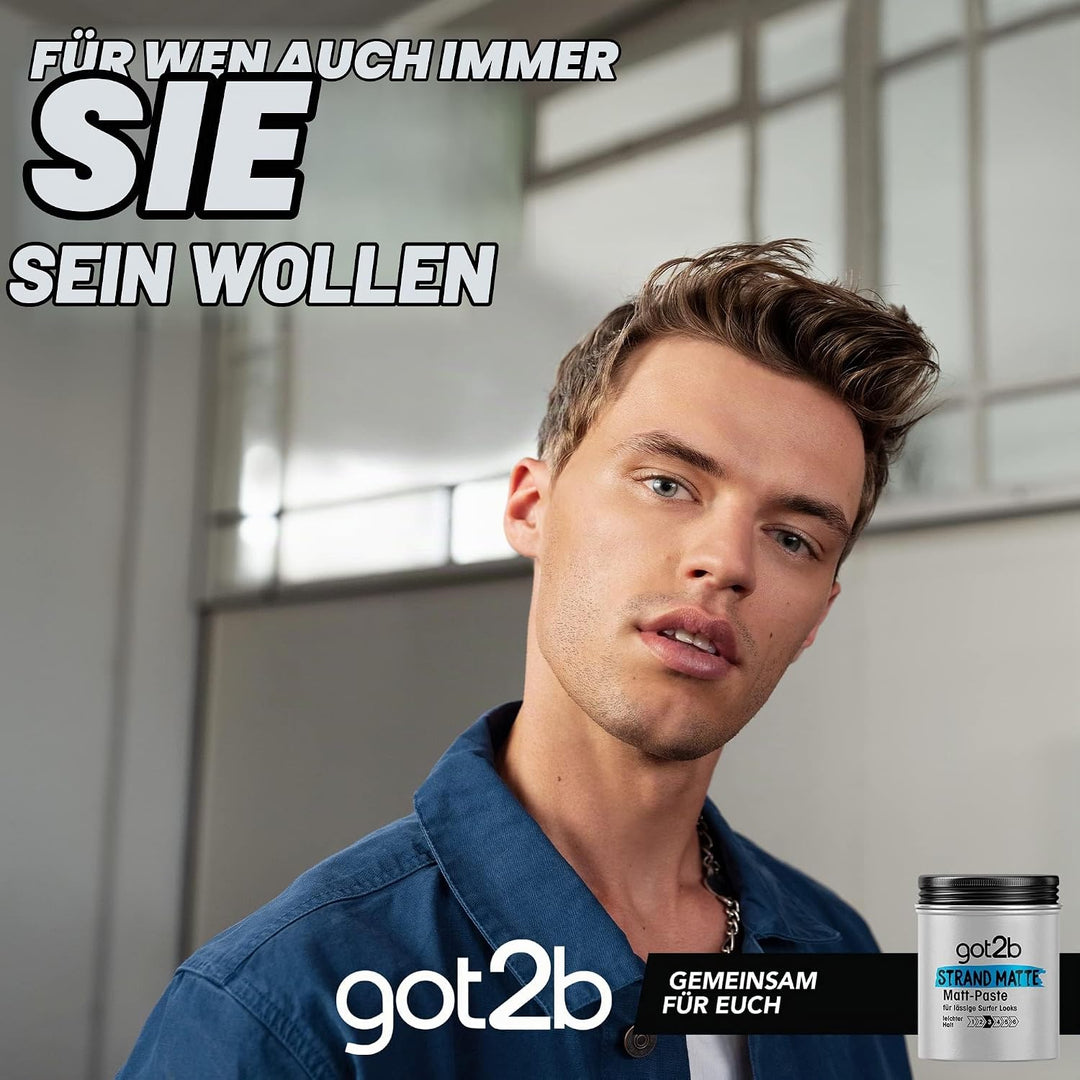 got2b Strand Matte Matt-Paste (100 ml), Styling Paste für matte Surfer Looks, zum Strubbeln, Texturi