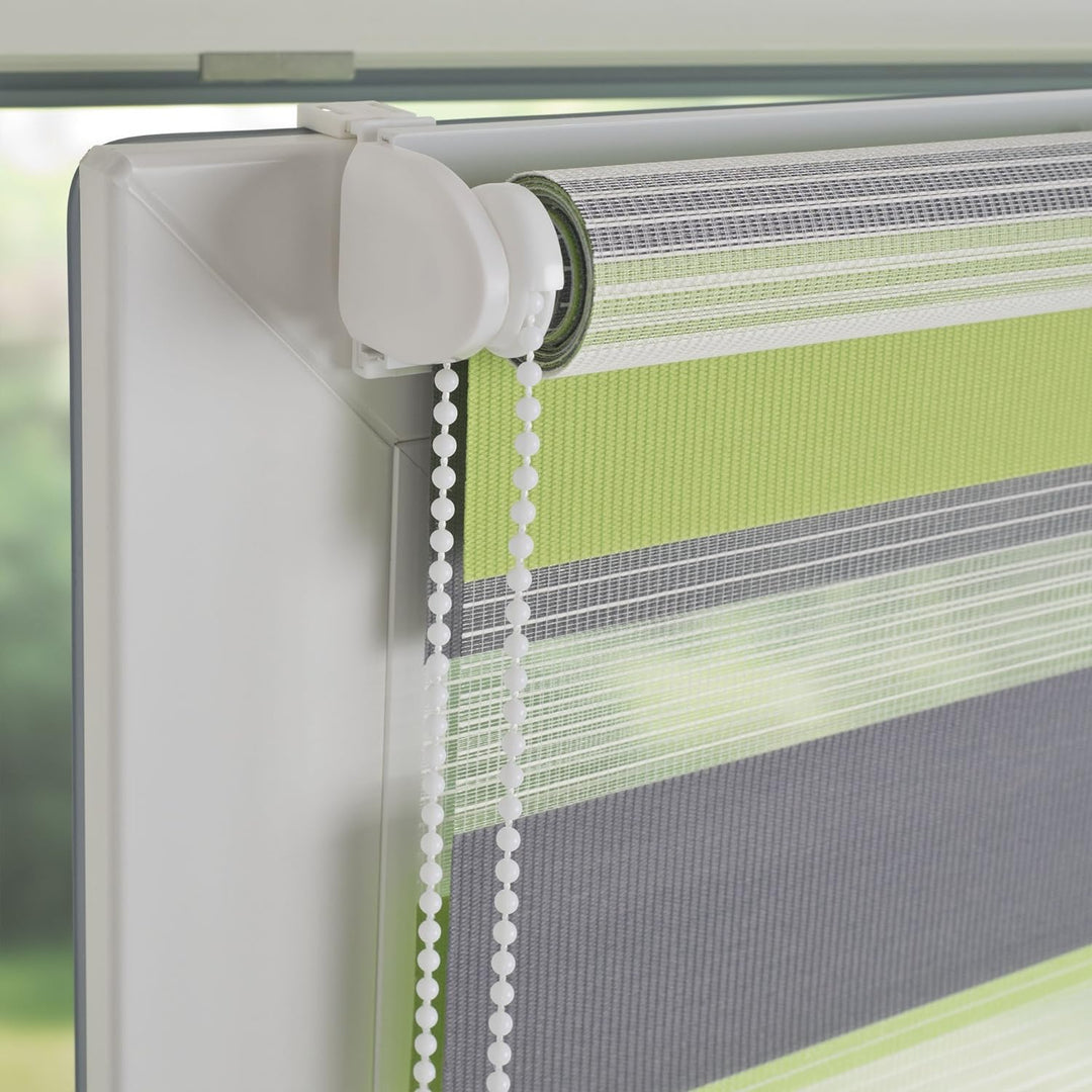 Liedeco® Duo Rollo Klemmfix - 45 x 160 cm grün/grau/weiss (Breite x Höhe) / 3 farbig/transparent lic