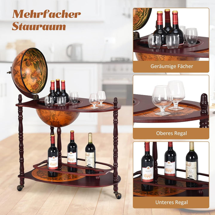 COSTWAY Globusbar Minibar Weltkugel Weinregal Flaschenregal Globus Bar Hausbar Cocktailbar Dekobar T