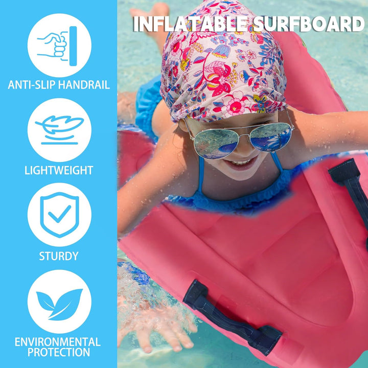 Aufblasbares Bodyboard Kinder, Shyllin Tragbares Aufblasbares Surfbrett mit Griffen, Lernen Hilfsmat