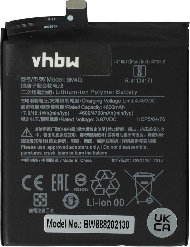 vhbw Akku kompatibel mit Xiaomi Pocophone M2004J11G, Poco F2 Pro 5G Handy Smartphone Telefon (4400 m