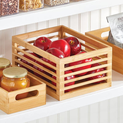 mDesign Küchen Organizer aus Bambus – umweltfreundliche Aufbewahrungsbox für den Küchenschrank, das