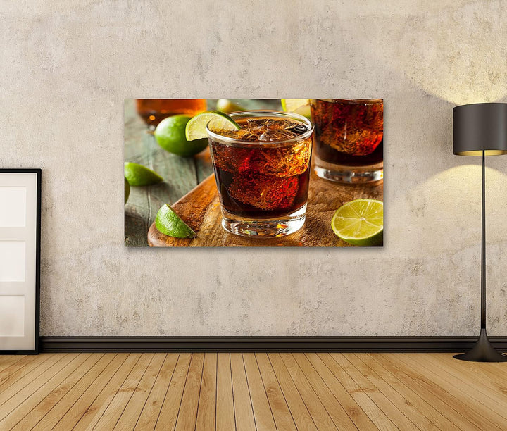 islandburner Bild auf Leinwand Rum Und Cola Cuba Libre Mit Limette Und Eis Bilder Wandbilder Poster,