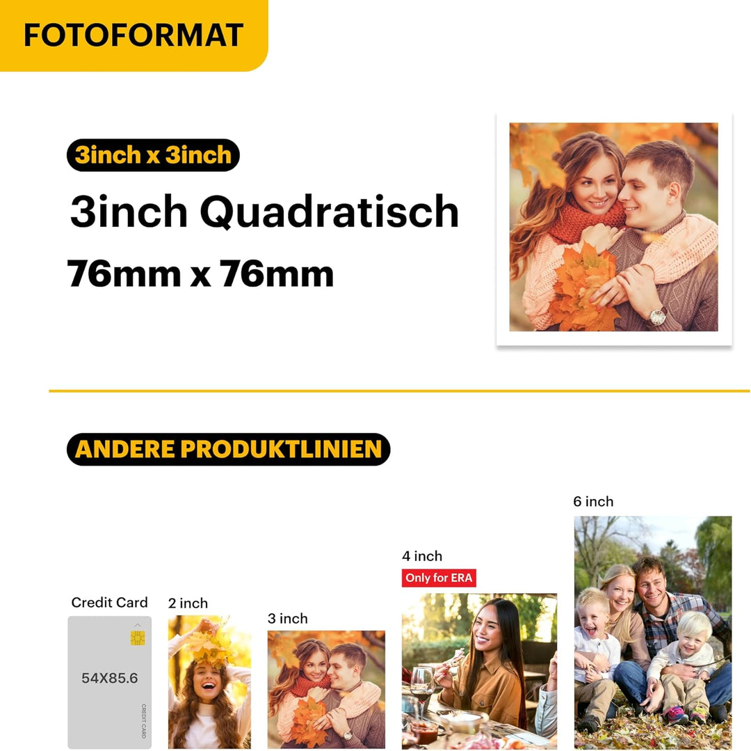 KODAK Fotodrucker Mini 3 ERA Impresora + Pack con 68 Hojas schwarz, Impresora + Pack con 68 Hojas sc