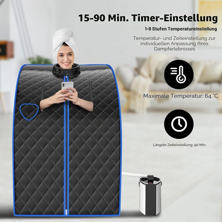 COSTWAY 3L Mini Dampfsauna mit Zerstäubungsfunktion, Heimsauna mit Fernbedienung, Wärmekabine mit ei