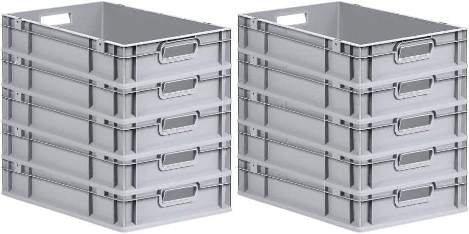 PROREGAL Eurobox NextGen Grip | HxBxT 12x40x60cm | 23 Liter | Griffe offen | Grau | Eurobehälter, Tr