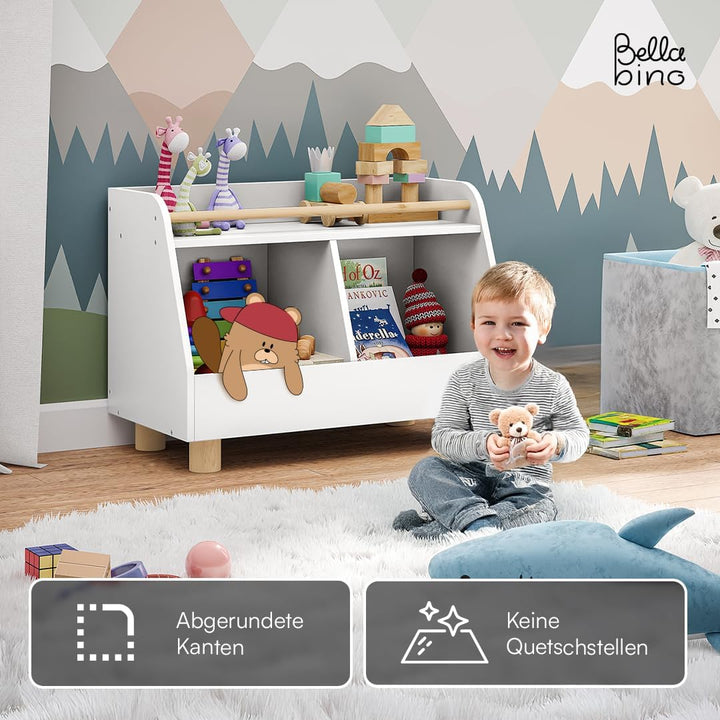 Bellabino Belly Bücherregal Kinder – Kinderregal mit 2 Fächern – Montessori Spielzeugregal mit Ablag