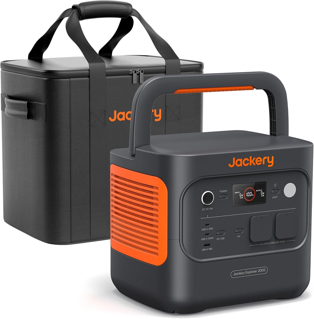 Jackery E2000 v2 tragbare Powerstation mit L Tragtasche, LiFePO4 Akku, 2042Wh Solargenerator mit 220
