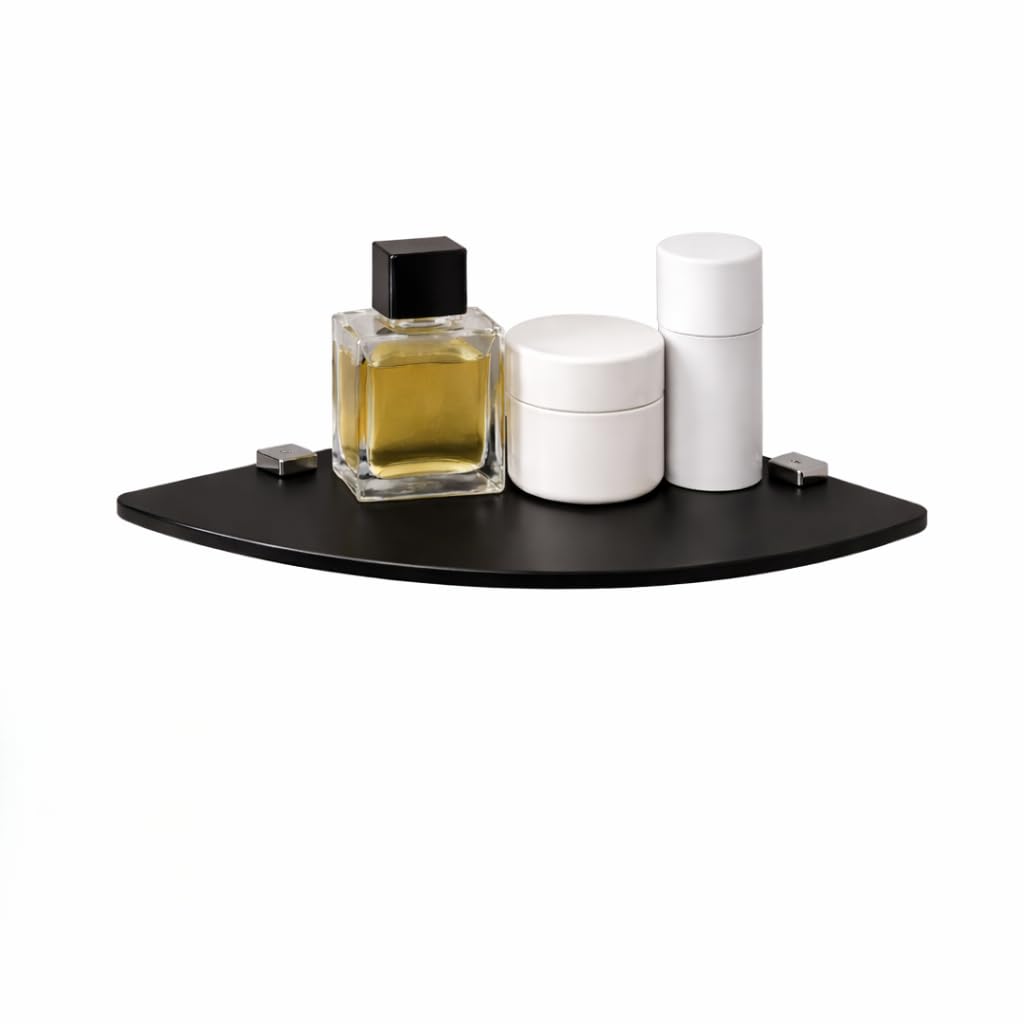 Euro Tische Glas Eckregal 25x25cm, Wandregal für Badezimmer, Duschregal Bad, Glas Badregal mit 6mm E