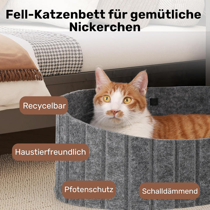 FUKUMARU Katzenbett, 61 cm grosses Katzen-Couchbett mit gemütlichem Kunstkaninchenfell-Kissen, Filz-