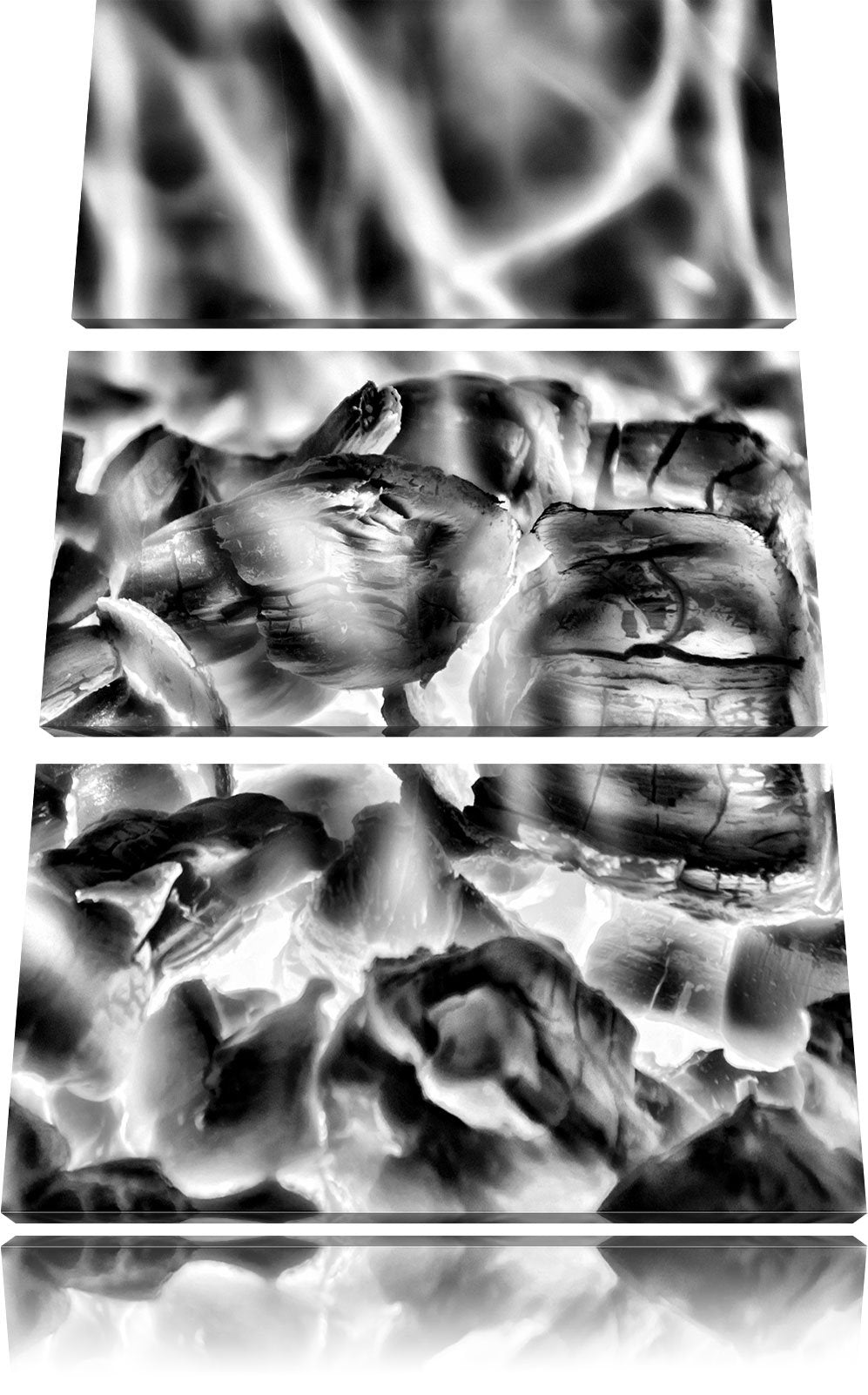 Pixxprint Holzkohle Feuer als Leinwandbild/Grösse: 3 Teilig (120x80) cm/Wandbild/Kunstdruck/fertig b